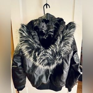 Faux leather and fur winter jacket